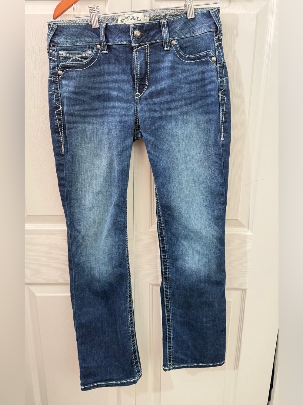 Ariat REAL Denim Womens 30 S Mid Rise Icon Straight Leg Jeans Ocean Stretch
